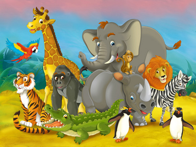 卡通野生动物园-儿童插画照片