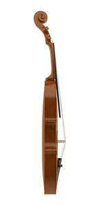 在白色背景上孤立的棕色小提琴的侧视图