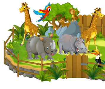 卡通野生动物园-儿童插画照片