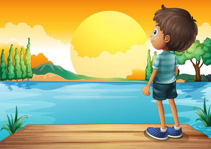 看风景的少女一个男孩看日落照片