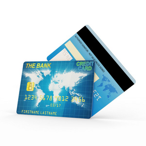 信用卡正面 背面被隔绝在白色背景上