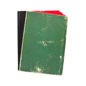 孤立在白色背景上的旧绿色的书页