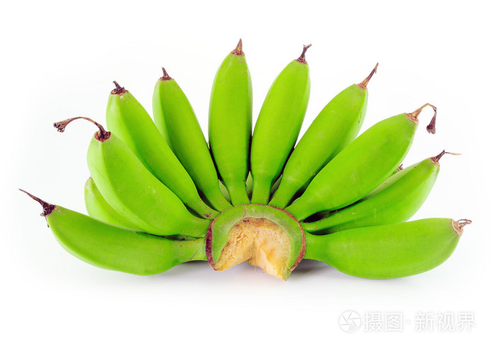 孤立在白色背景上的绿色香蕉