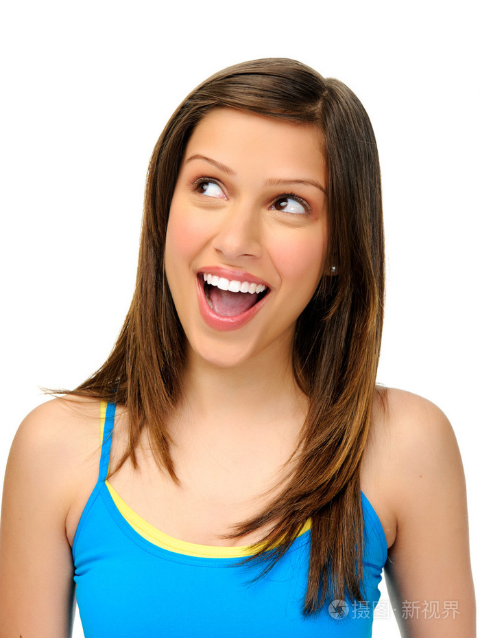 女人抬头往上看显示兴奋