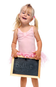 芭蕾舞女演员持有粉笔板