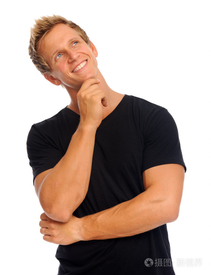 有魅力的男人愉快地想象