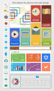 电话和 web 设计的平面物体