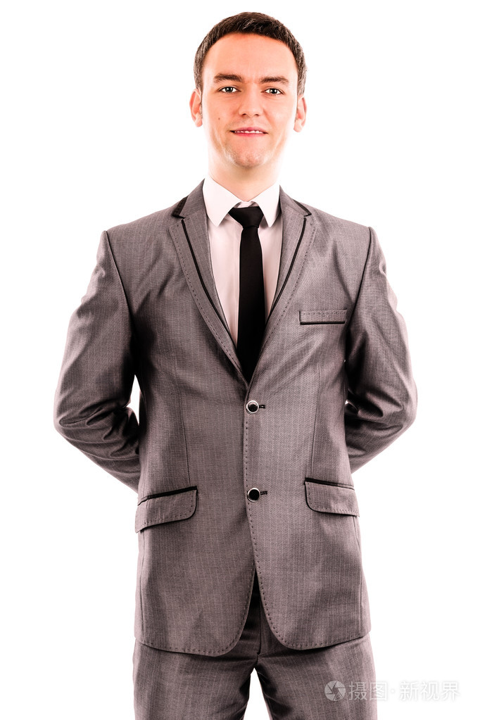 一个年轻的商人,双手在背后的肖像