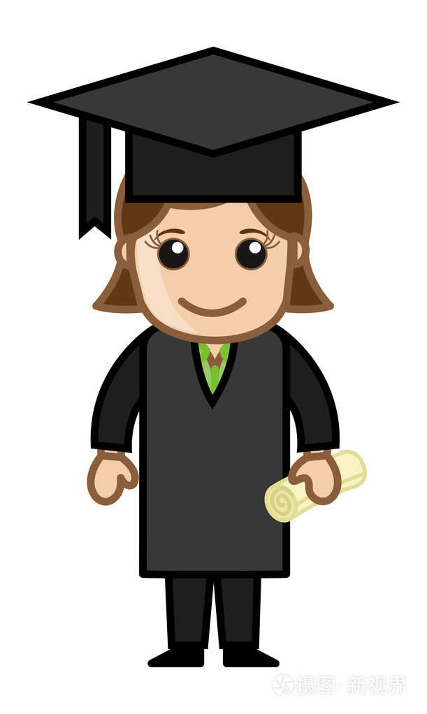 研究生女人-卡通办公室矢量图