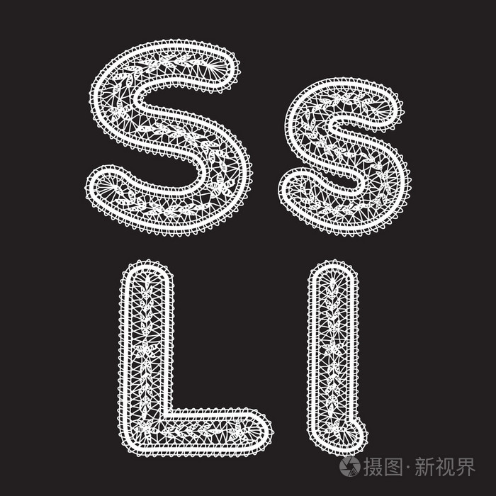 大和小写字母s和f都写在白色花边花边字体的铭文