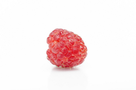 在白色背景上的成熟红树莓