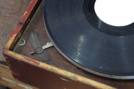 复古发条留声机唱片机