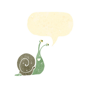 复古卡通蜗牛与语音泡沫