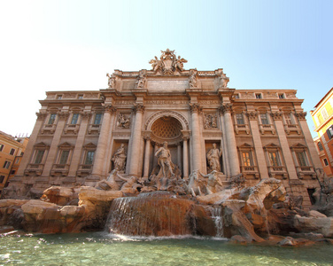 fontana di trevi，罗马，意大利的视图