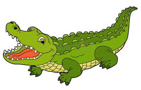 动物鳄鱼卡通卡通动物鳄鱼平坦的颜色风格照片