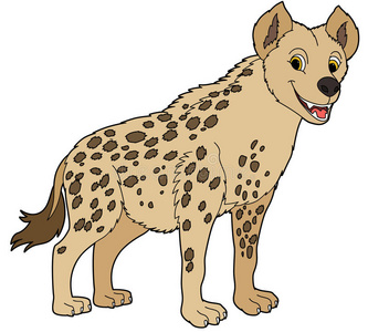 孤立的鬣狗卡通动物-鬣狗-平面着色风格照片