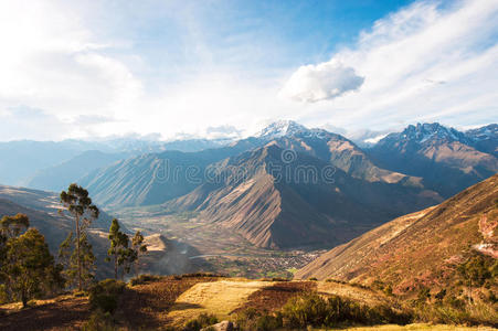 秘鲁乌鲁班巴山谷的圣谷收割麦田