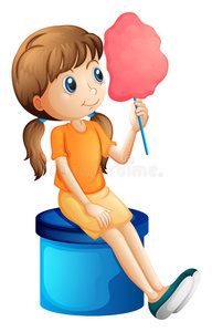 食用糖卡通一个吃棉花糖的年轻女人照片