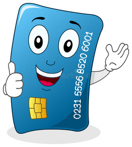 商务嘘带有竖起大拇指字符的信用卡照片