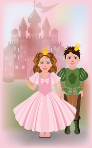可爱的小公主和王子在一起