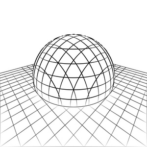 半球形在网格线的角度绘制矢量照片
