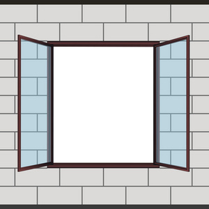 打开一个窗口在灰色外立面矢量绘图