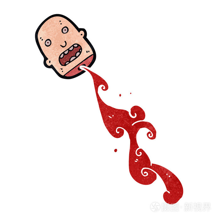复古卡通毛血喷的头插画-正版商用图片1ctsv7-摄图新视界