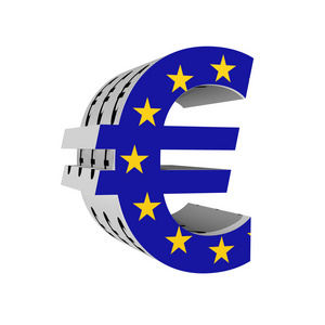欧元符号与 europion 联盟标志 3d 白色表现力上孤立