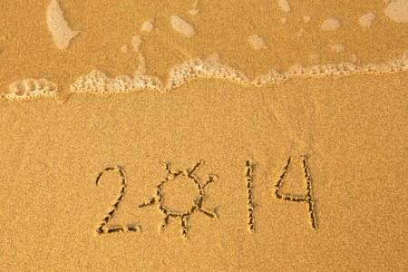 2014写在沙上海滩纹理软海中的波浪