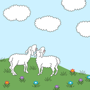 蓝天白云草原羊群图片