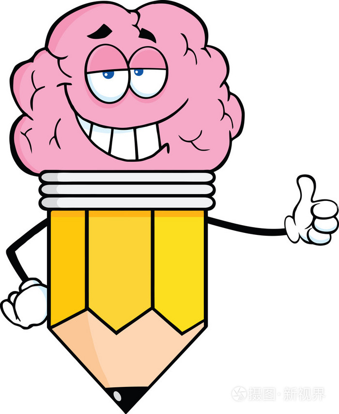 放弃一个拇指的大脑袋聪明铅笔的字符