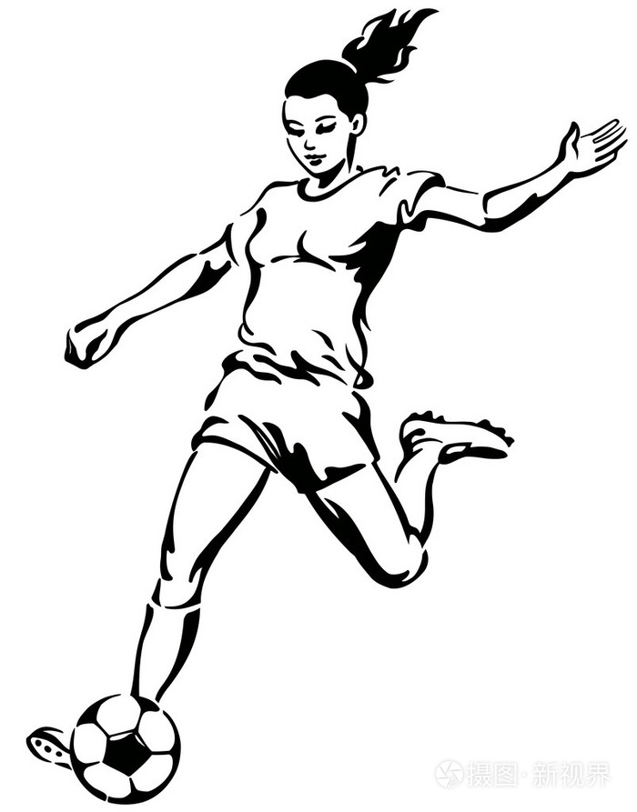 足球足球女运动员插画