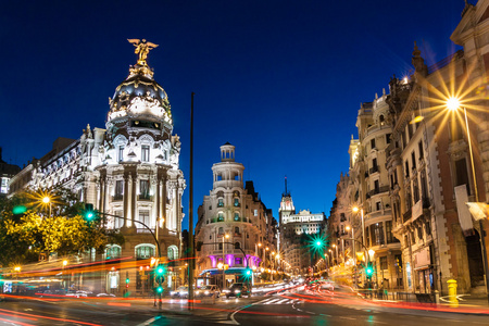在马德里，西班牙，欧洲通过格兰