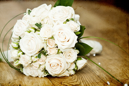 白色婚礼花束的老式照片图片