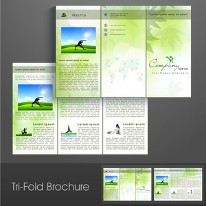 专业商务三折页传单模板 企业宣传册或封面设计，可用于出版 打印和演示文稿