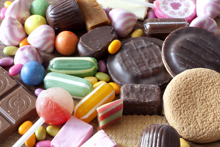 许多类型的糖果抽象背景
