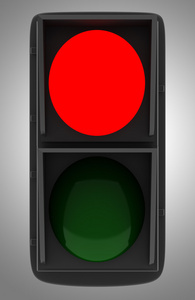 红色交通灯隔离灰色背景
