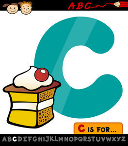 字母 c 的蛋糕卡通插画