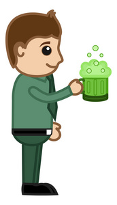 绿色啤酒圣 Patrick 天商业卡通人物