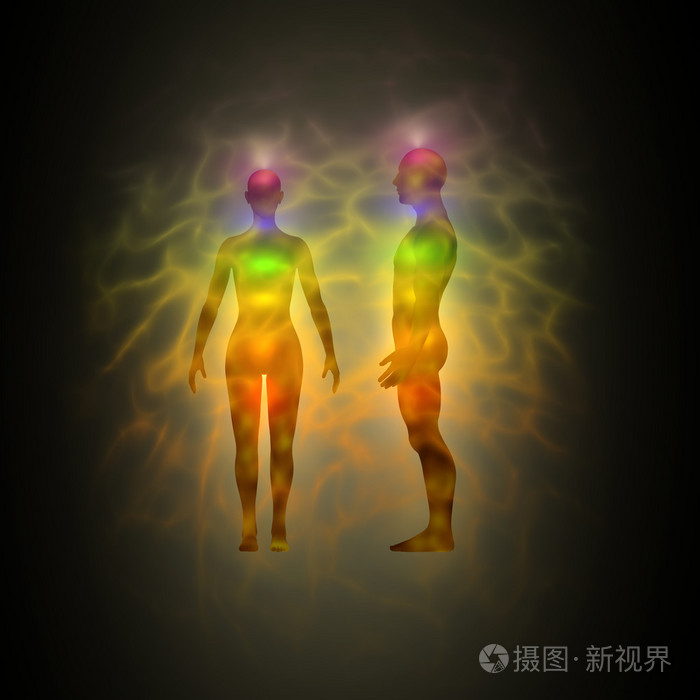 人体能量人体轮廓与灵气和脉轮