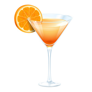 橙在玻璃的白色背景上的马提尼鸡尾酒。光栅的矢量文件的副本
