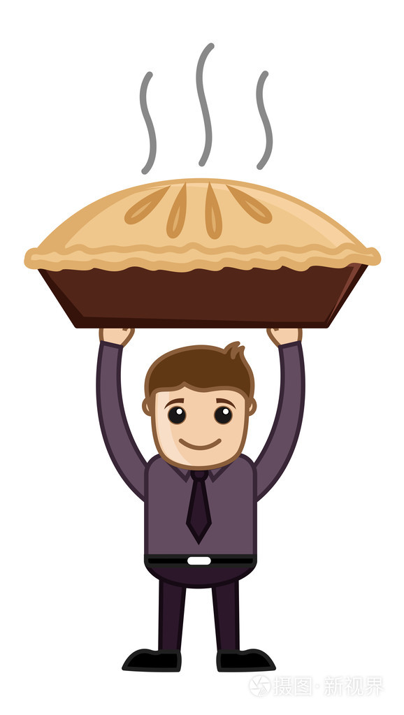 苹果派-卡通商务矢量人物