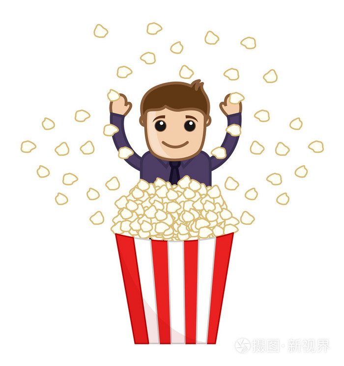 奶油爆米花卡通商务矢量字符的男人