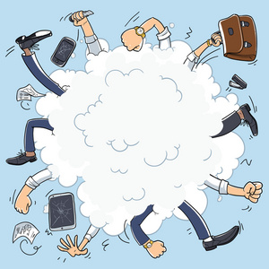 坏的业务团队.在办公室发生冲突.商业斗争卡通云照片