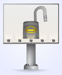 打开挂锁广告牌施工矢量