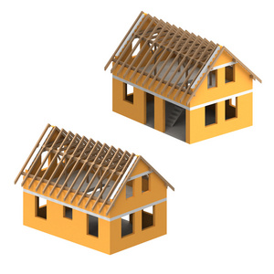 两个等距结构屋顶架构设计包图片