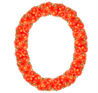 红色西红柿在白色背景上的字母
