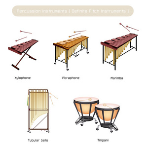 孤立在白色背景上的敲击乐器一套