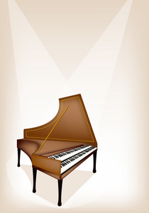 复古的大键琴上棕色的舞台背景图片