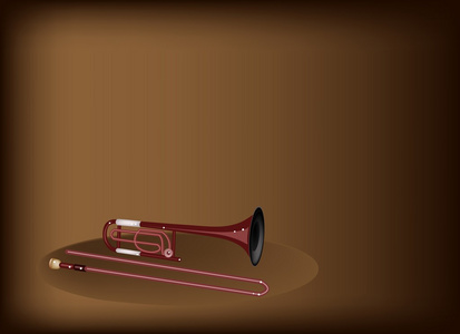 交响伸缩喇叭上黑褐色的背景图片